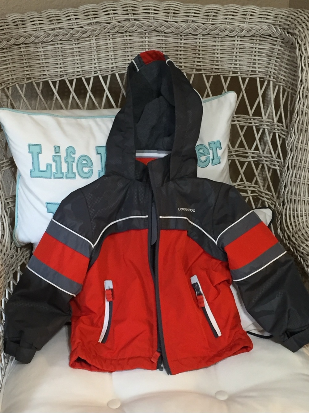 London Fog Boys Orange and Gray Hooded Jacket